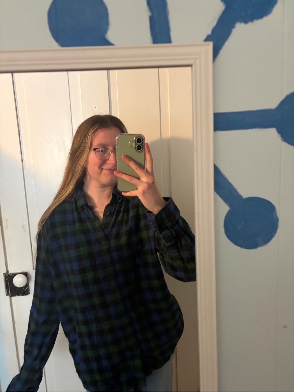 Eddie Bauer blue and green cotton flannel